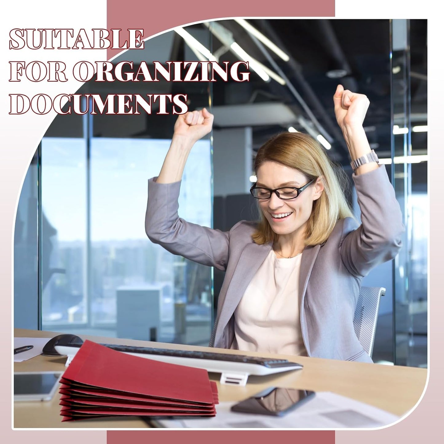 48 Pcs Classification Folders Letter Size, 1 Divider Pressboard File Folder with Fasteners, Expanding File Organizer Bulk for Teachers, Clergy, Office, Church, Christmas Donations (Red)