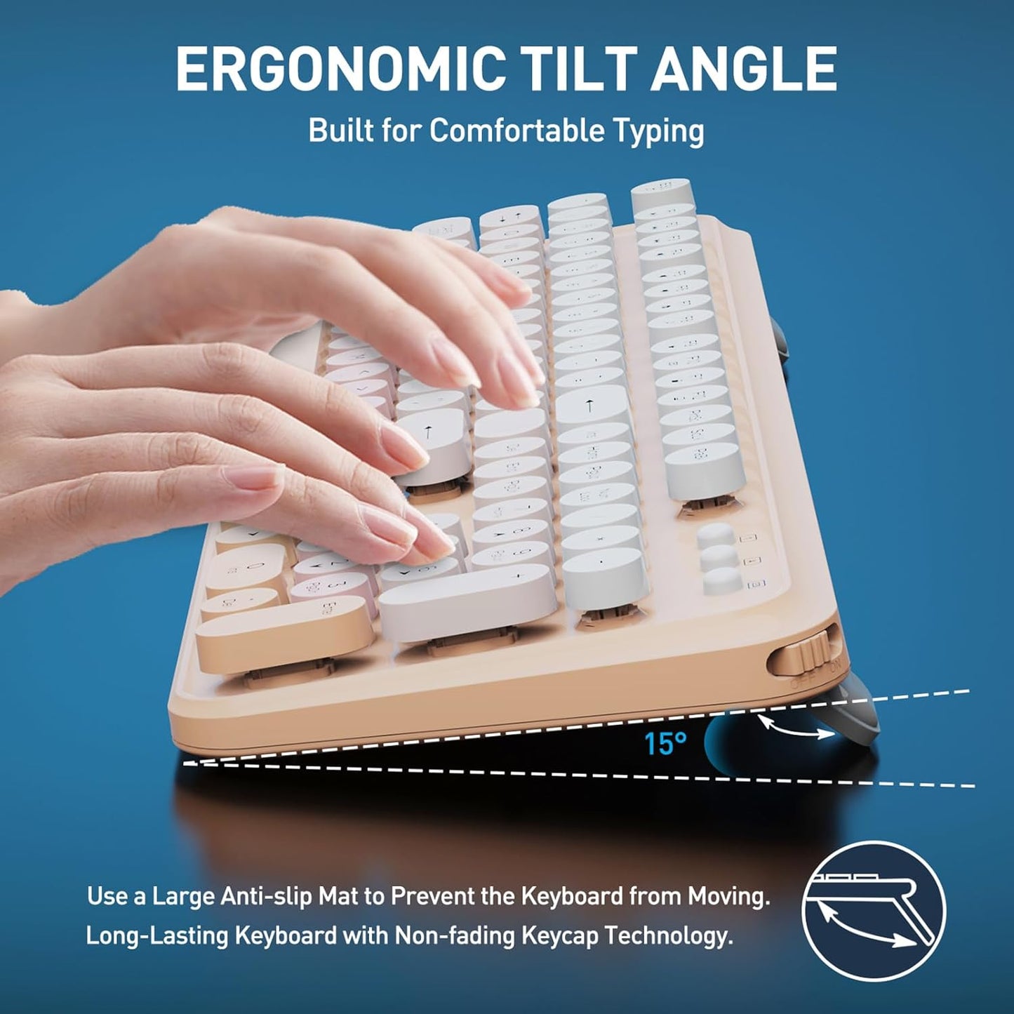 FD 2.4GHz Wireless Keyboard and Mouse Combo with Switch Button - Full-Size Keyboard - Compatible for Windows/Laptop/PC/Notebook/Smart TV and More - Light Pink Colorful