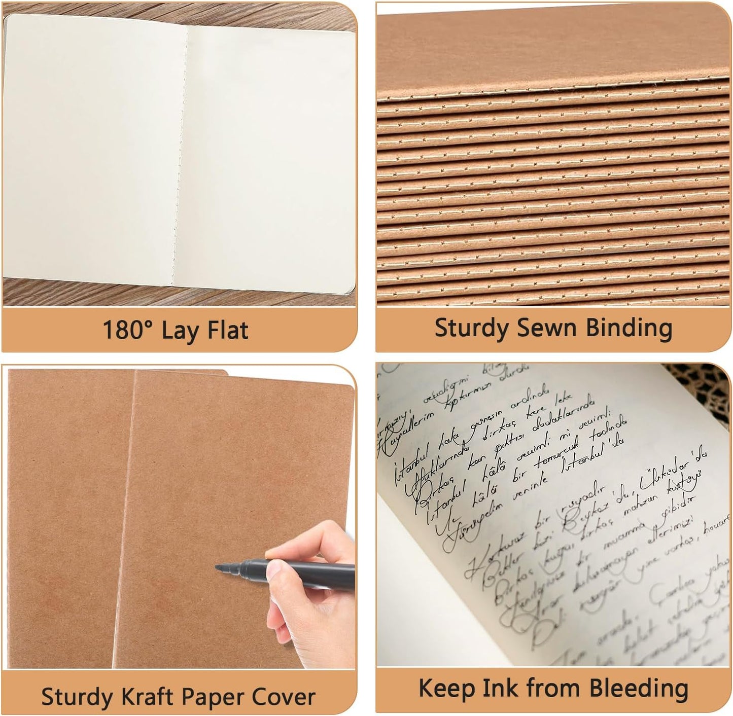 30 Pack Blank Kraft Notebook A5 Soft Cover Kraft Notebooks Journals Writing Diary Subject Notebooks 30 Sheets 60 Pages for Journaling, Travelers, School and Office