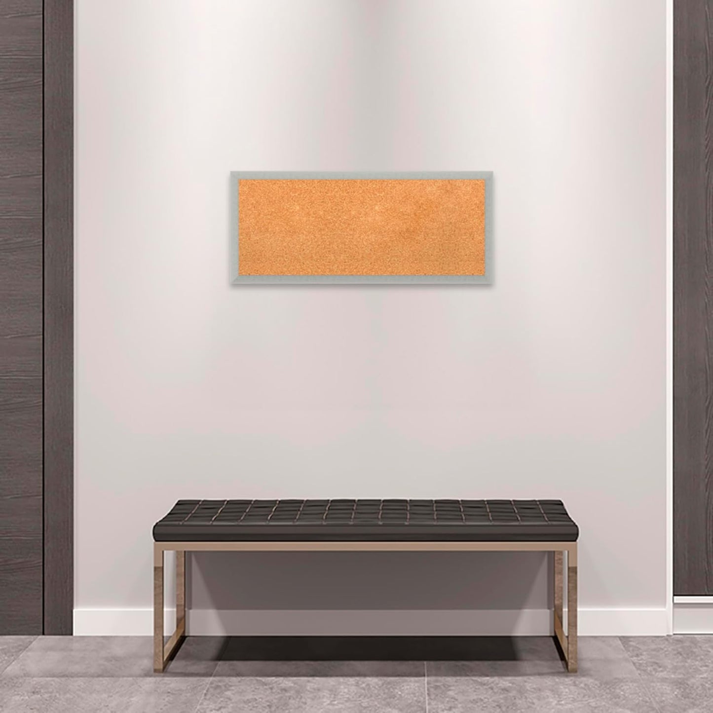 Amanti Art Natural Cork Board for Wall, 14x32 Vision Board with Silver Wood Frame, Medium Corkboard Office Decor for Home Organization, Casual Corkboard Pinboard to display items for home organization