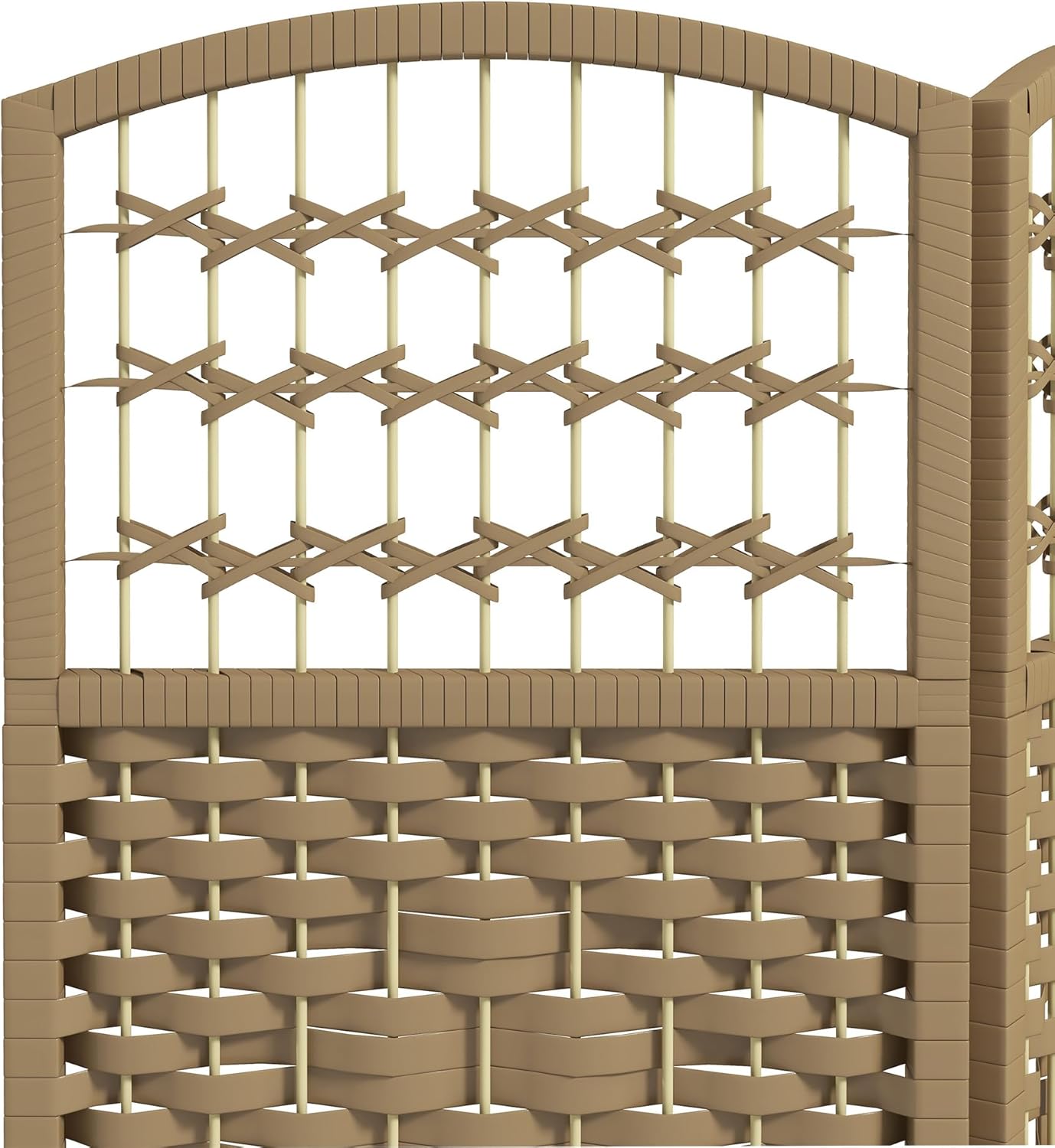 HOMCOM 6 Panel Room Divider, Folding Privacy Screen, 5.6' Room Separator, Wave Fiber Freestanding Partition Wall Divider, Natural