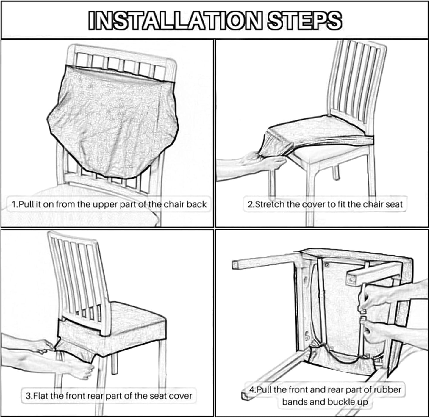 CWK Waterproof PU Leather Dining Chair Covers Set of 4-Stretchable Chair Seat Slipcovers, Removable & Washable Protector for Dining Room,Home,Office,Wedding,Rear Covers (PU-Grey)