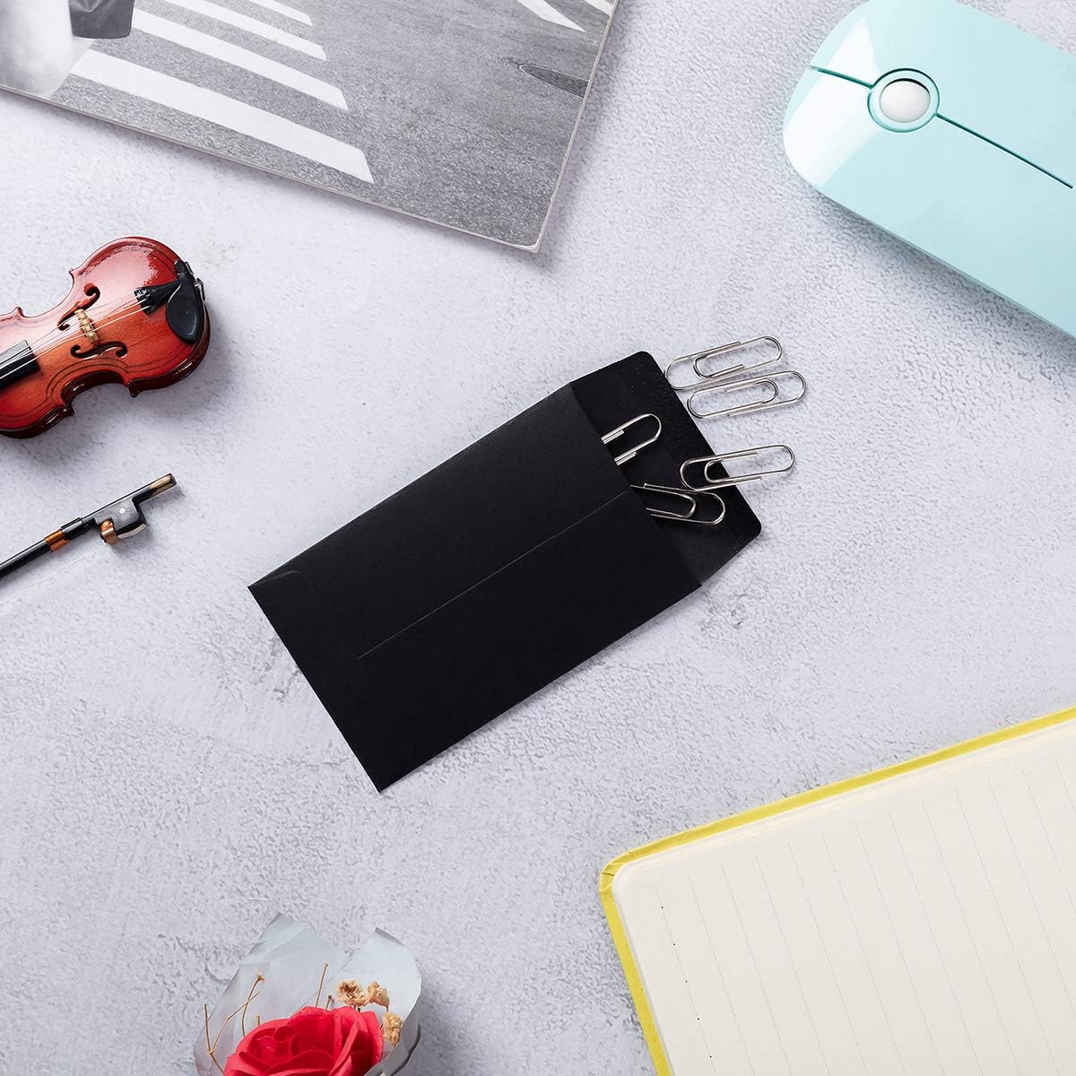 100 Pack Small Coin Envelopes Self-Adhesive Kraft Paper Seed Envelopes Mini Parts Small Items Stamps Storage Packets Envelopes for Garden, Office or Wedding Gift (Black, 2.25×3.5 inch)