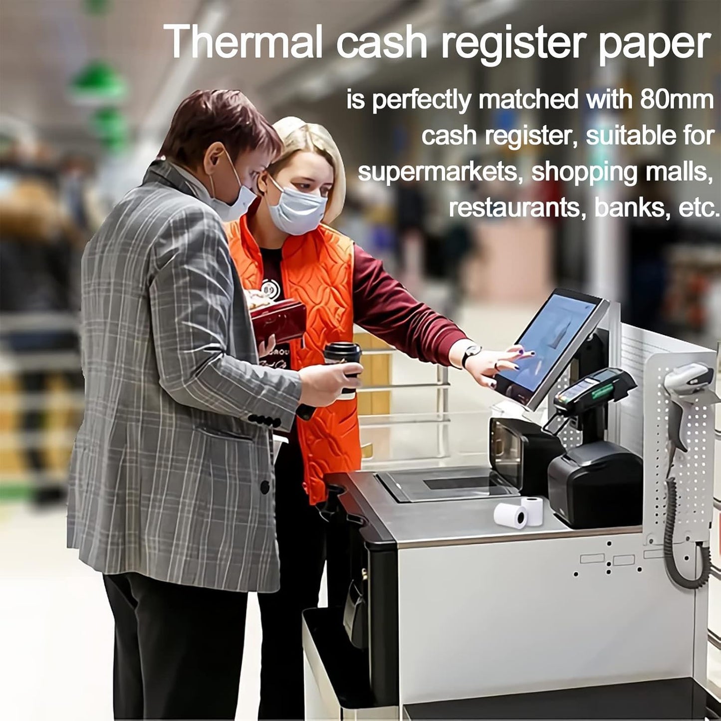 MFLABEL 3-1/8" x 119' Thermal Receipt Rolls, Pos Receipt Papers for 80mm Thermal POS Printer, 50 Rolls