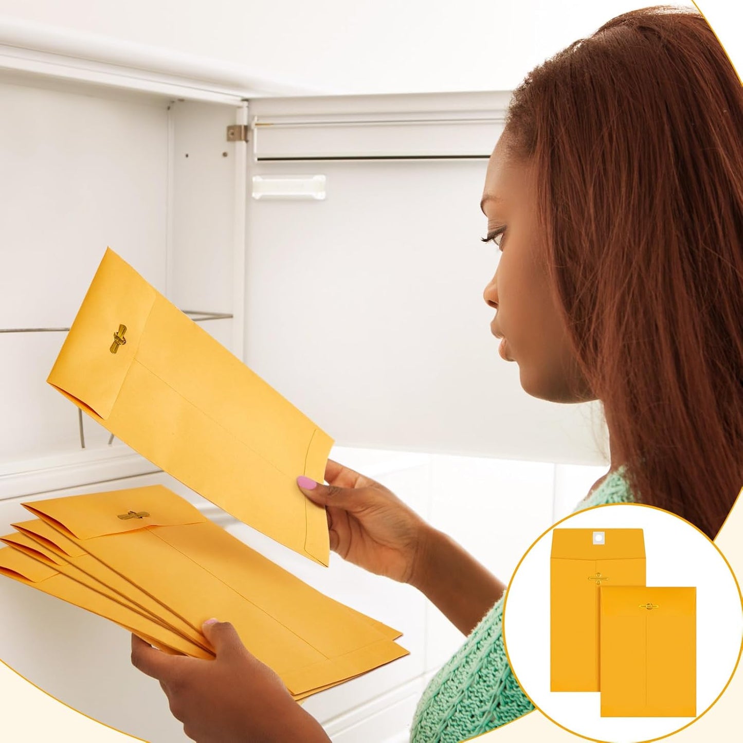 Geyee 50 Pcs 9 x 12 Inch Mixed Colors Manilla Clasp Envelopes Letter Size Mailing Envelopes with Clasp Closure for Filing Storing Documents Office Home Business School