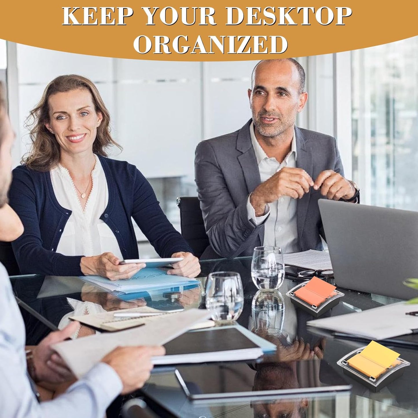 8 Pcs Pop Up Note Dispenser,Sticky Note Holder ,3 x 3 Inch,Clear Top and Black Base Sticky Notes Dispenser for School Office Home Store Classroom Desk Supplies