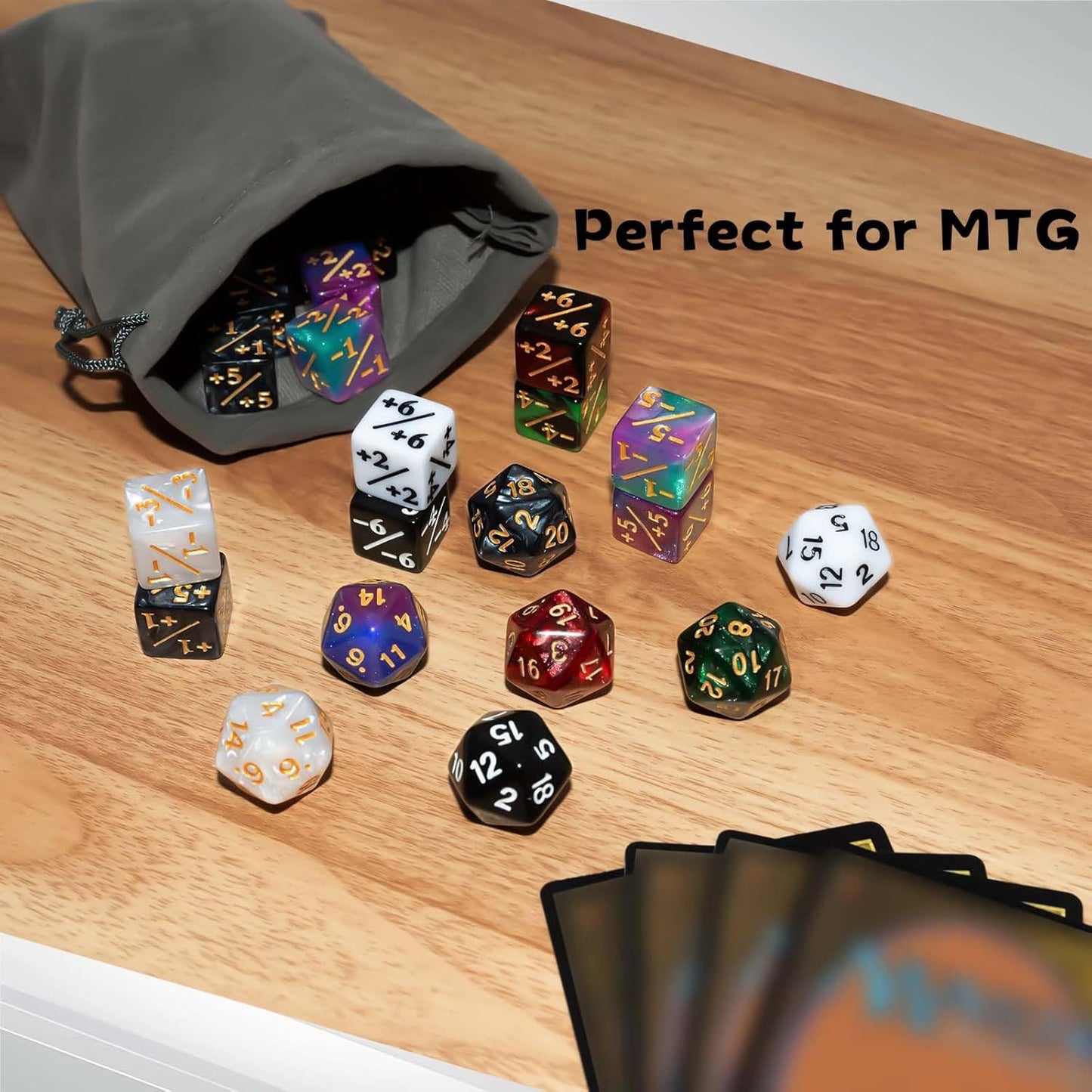 56 Pieces MTG Counter Dice Set in 8 Colors, 48 Pieces Life Counters Tokens Dice Set and 8 Pieces D20 for MTG, TCG, Cards Gaming Accessories