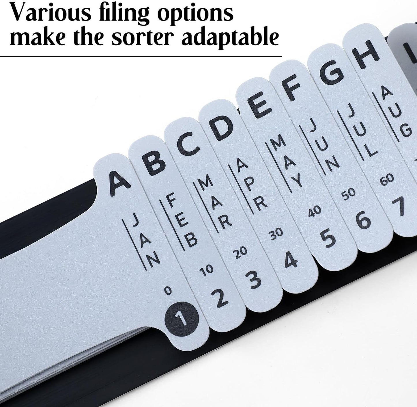 PerKoop Plastic Document Sorter Alphabetical File Organizer Compact Upright Space Saving Paper Organizer for File Office, Grey, 2.52 x 23.5 inches(1 Set)