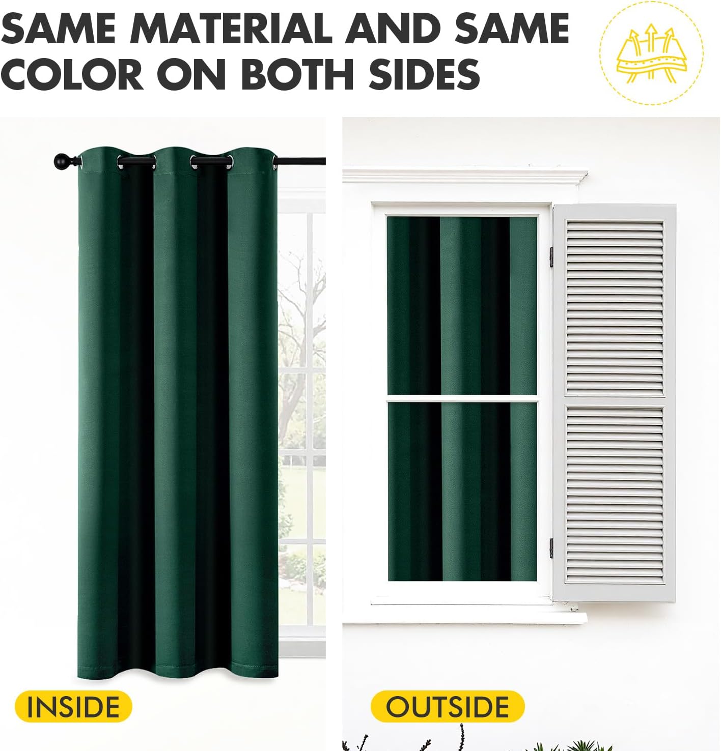 MIULEE Short Curtains for Windows - Hunter Green Blackout Half Window Curtains Thermal Insulated Privacy Drapes for Kitchen Bedroom Bathroom Grommet Top Small Basement Tiers W40 x L36 Inch 2 Panels