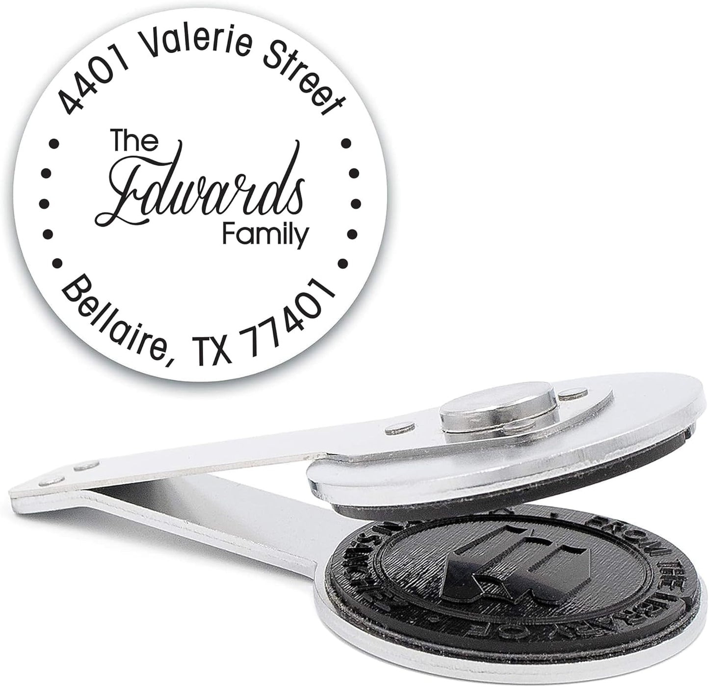 Custom Monogram Address Desk Embosser - Personalized Round Seal- Insert Only - Style EMD-021