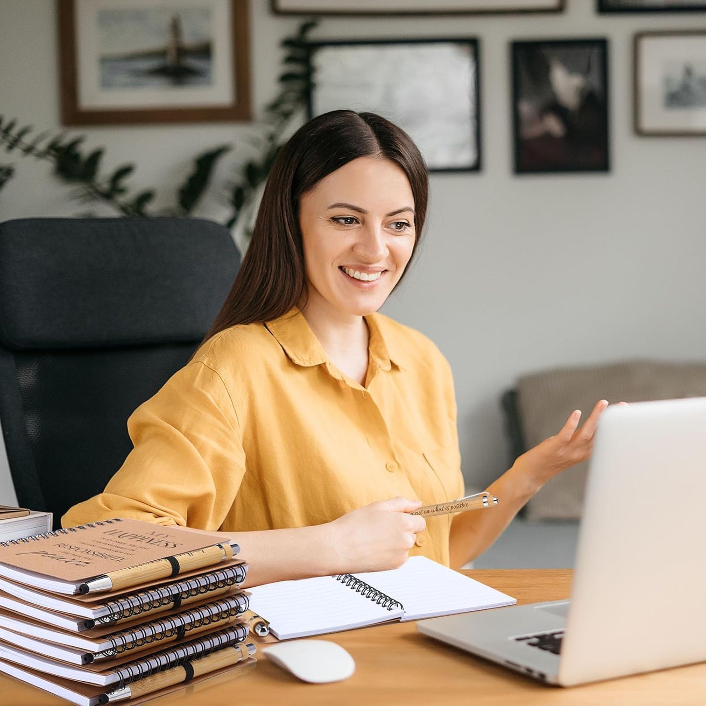 Pasimy 48 Pcs/24 Set Bulk Positive Affirmation Spiral Notebooks with Bamboo Pen Daily Affirmation Gift Set Motivational Encouragement Notepad Small Journals 5.5 x 3.9 inch for Women Self Care