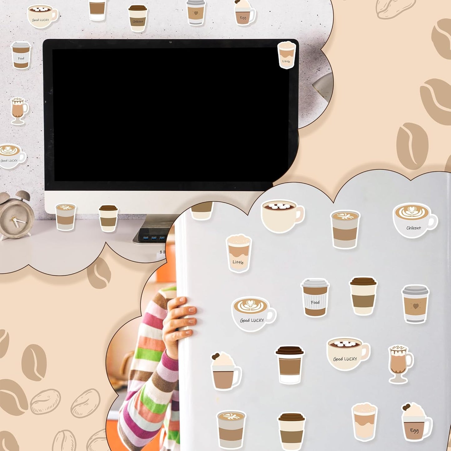 Xqumoi 30 Pack Coffee Cup Sticky Notes - Funny Self Sticky Notepads Writing Memo Pads for Coffee Lover Office School Supplies Student Kids Gift Class Reward Birthday Party Favors Goodies Bag Fillers