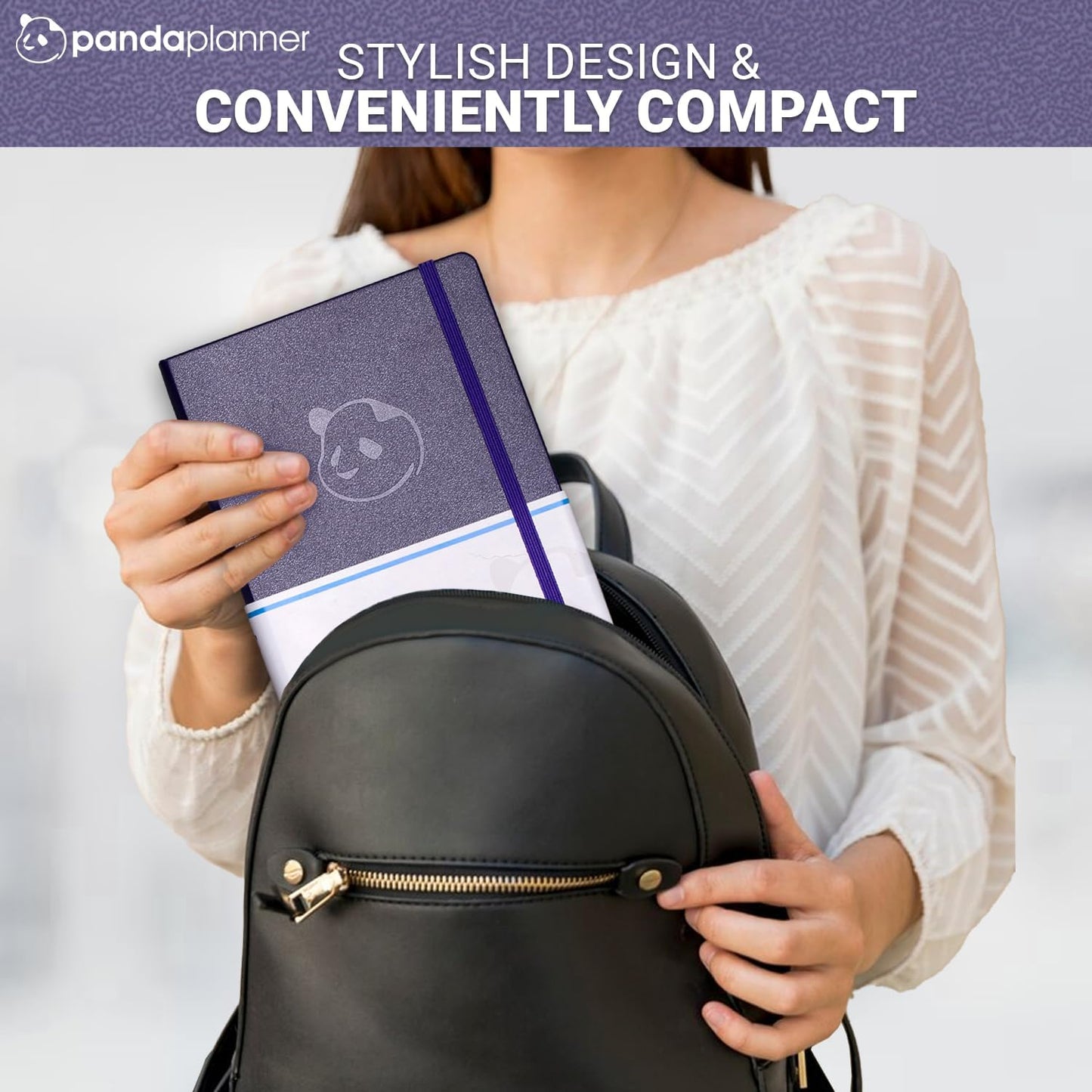 Panda Planner Classic Daily Planner 2025-2026 – Undated Day Planner & Productivity Calendar Notebook for Focus, Goals & Time Management – Purple