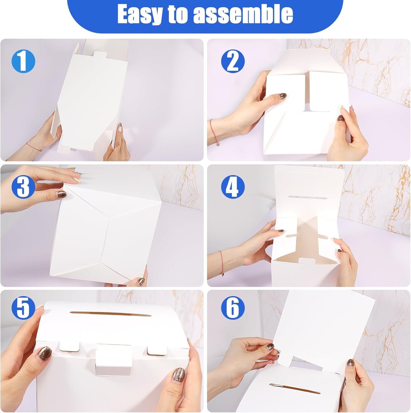 Ysglory 12 Pack Raffle Ticket Box White Cardboard Suggestion Box with Slot Donation Ballot Boxes for Fundraising Collecting Business Card Voting Contest, 6 x 6 x 6 Inches