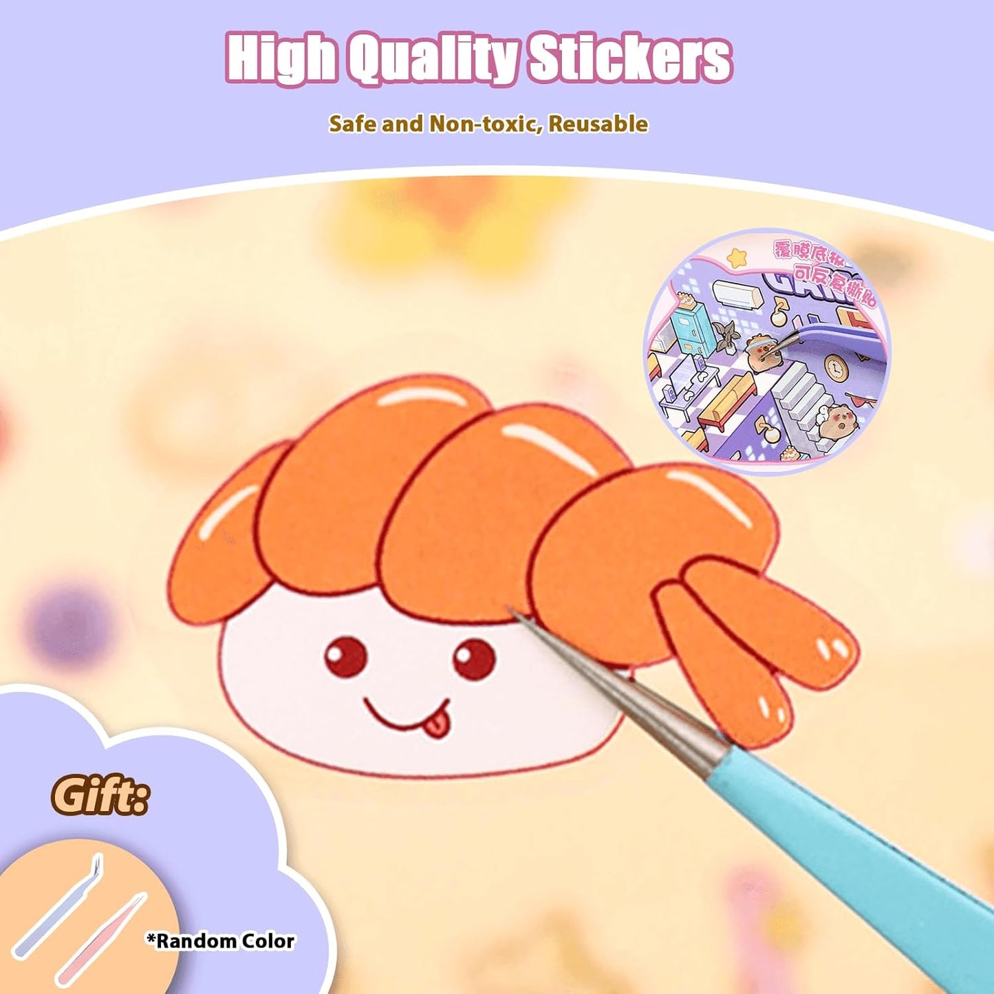 20 Sets Scene Adult Sticker Book for Adults,Book Stickers 3D Sticker Therapy 3D Scenes,Scene Stickers Include Water Park, Cake Store, Outdoor Party, Flower Store