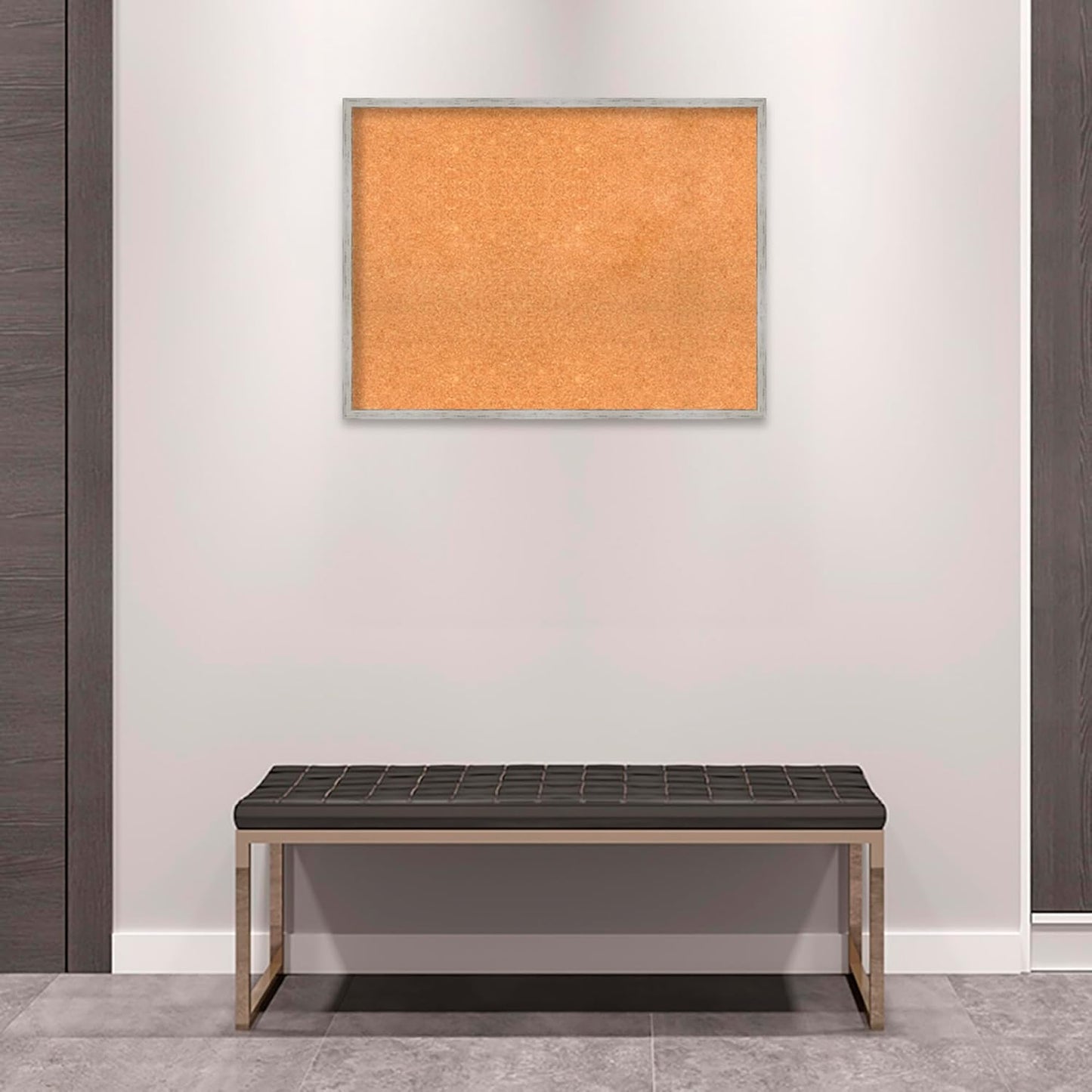 Amanti Art Natural Cork Board for Wall, 25x33 Vision Board with White Frame, Large Corkboard Office Decor for Home Organization, Cottage Corkboard Pinboard to Display Items for Home Organization in