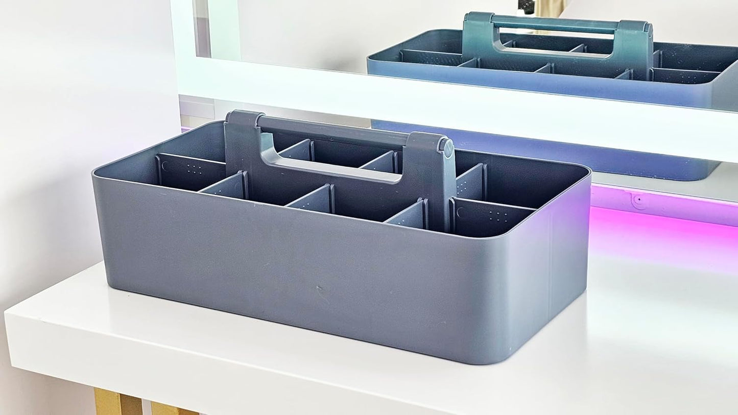 Portable Caddy Organizer - Stackable Plastic Caddy with Handle | Desk, Makeup, Dorm Caddy, Classroom Art Organizers (Made In Usa) (Mint/Ivory/Pink/Gray), OGMIX-4PACK