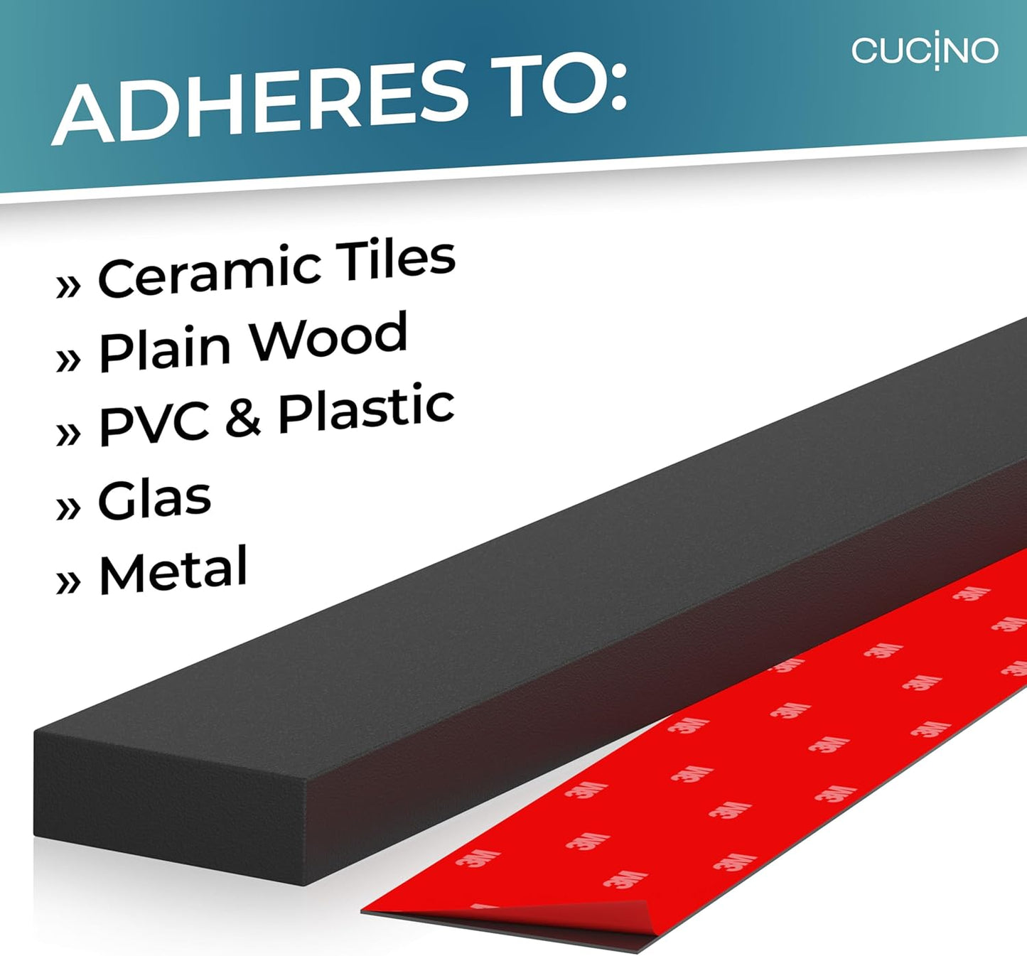 CUCINO Magnetic Knife Holder for Wall 10" No Drilling incl. Self Adhesive Tape - Extra strong Knife Holder - Awarded Knife Magnetic Strip - Made of Stainless Steel - black