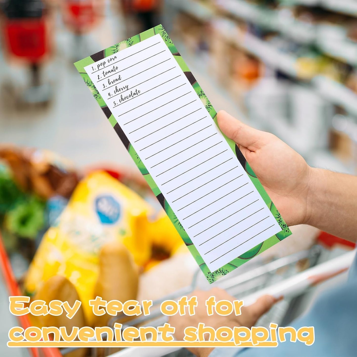 4 Pack Magnetic Note Pad for Fridge with Pen Holder, Totally 200 Sheets Grocery List Magnet Pad for Refrigerator Magnetic Shopping List Pad(Fruit Design)