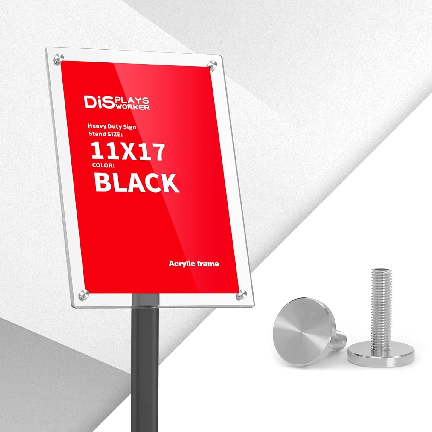DISPLAYSWORKER Heavy Duty Pedestal Sign holder floor Stand,sign stand poster stand ,Acrylic Frame Standing Floor for 11 x 17 inch,Black (black, acrylic frame 11-x-17-inch)