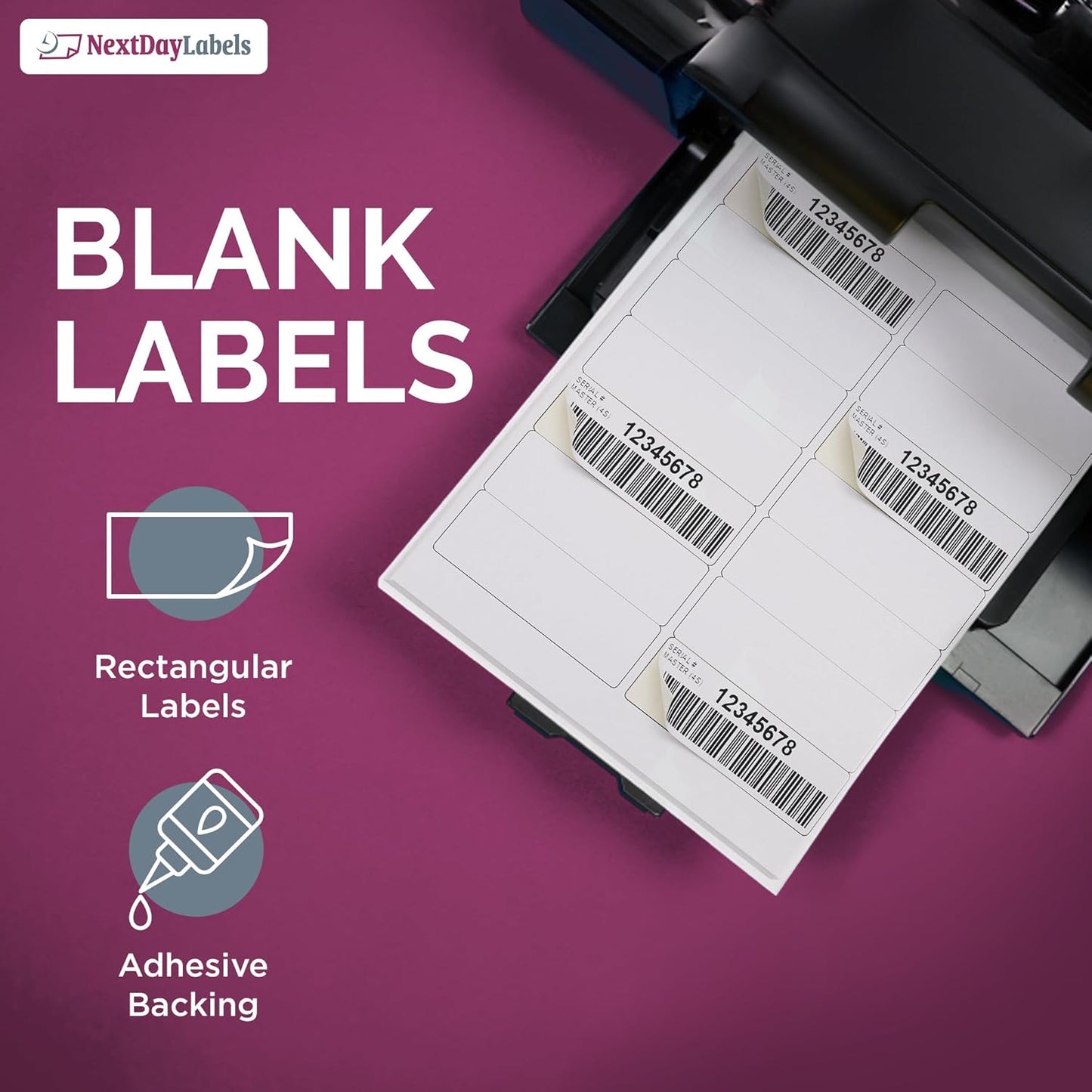 NextDayLabels – 4" x 1-1/3" Rectangular Sticker Labels for Printer - White Laser/Inkjet Printer Labels Return Address Labels Shipping Label Stickers (50 Sheets, 14 Per Sheet, 700 Labels)