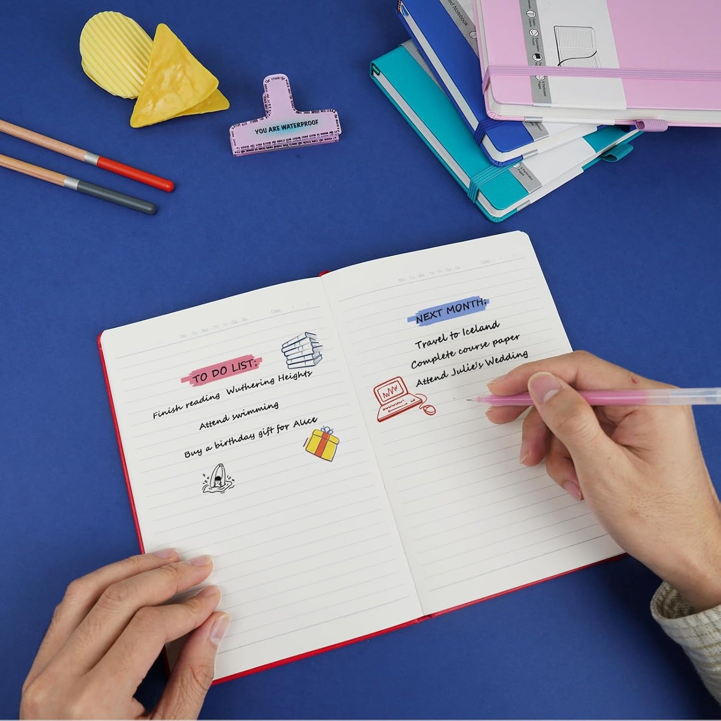 Lined Journal Notebooks for Work, Travel, College, A5 Size 100 GSM Thick Paper, Classic Ruled Journaling Notebook, Hardcover Notepad for Writing 160 Pages, 5.5 x 8.3 inch, Sky Blue