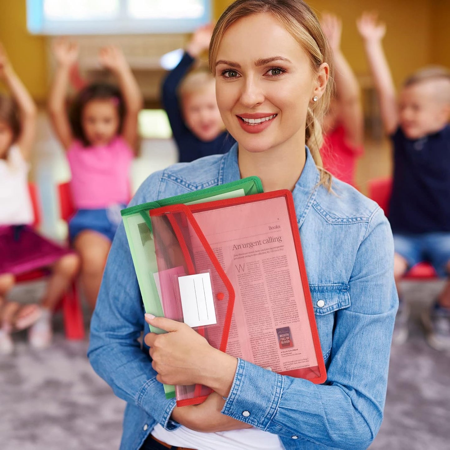 Teling 15 Pieces Plastic File Folders Envelope Expanding File Wallet Document Folder A4 Colorful Document Organizer with Button Closure and Pocket Waterproof File Pouch for Home Work (Colorful)