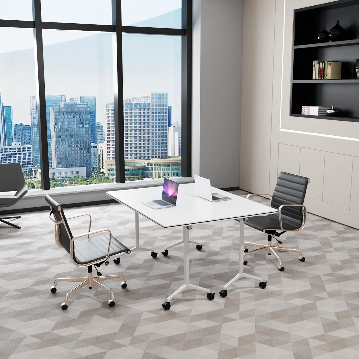 Conference Table,Folding Conference Room Tables Portable Rolling Conference Training Table with Silent Wheels,Mobile Meetings Flip Top Tables for Offices Classrooms Meeting Room (6Pack 61in)