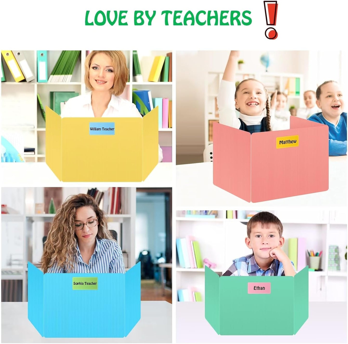 24 Pack Desk Privacy Panel Desk Divider - Pastel Colorful Testing Dividers for Classroom Supplies- Easy Clean Privacy Shields for Student Testing Desk dividers- Includes Extra Labels
