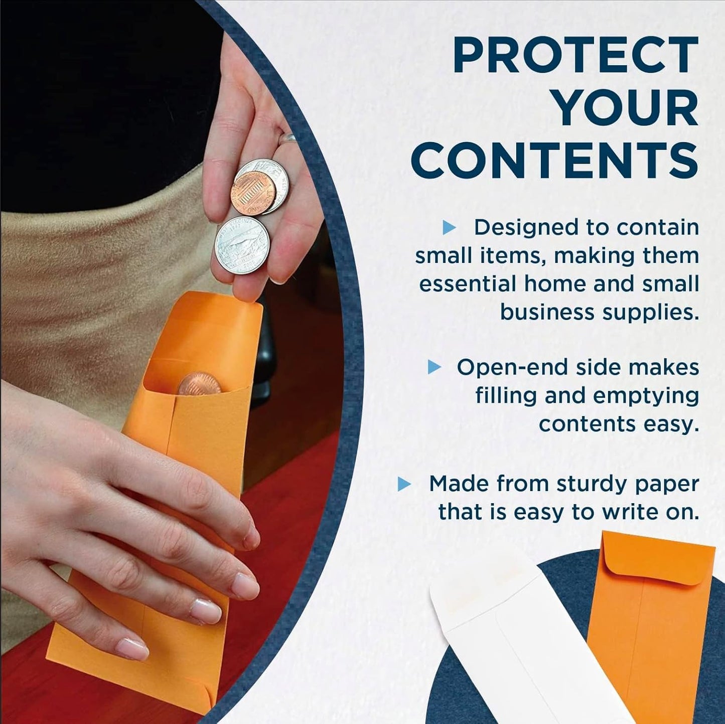 500 Guardian #3 Paper Coin Envelopes - Blank Small Envelopes for Coins, Receipts, Stamps, Small Parts Storage, & More – 2-1/2” x 4-1/4” Cash Envelopes – Gummed Flap Gift Card Holder Envelopes