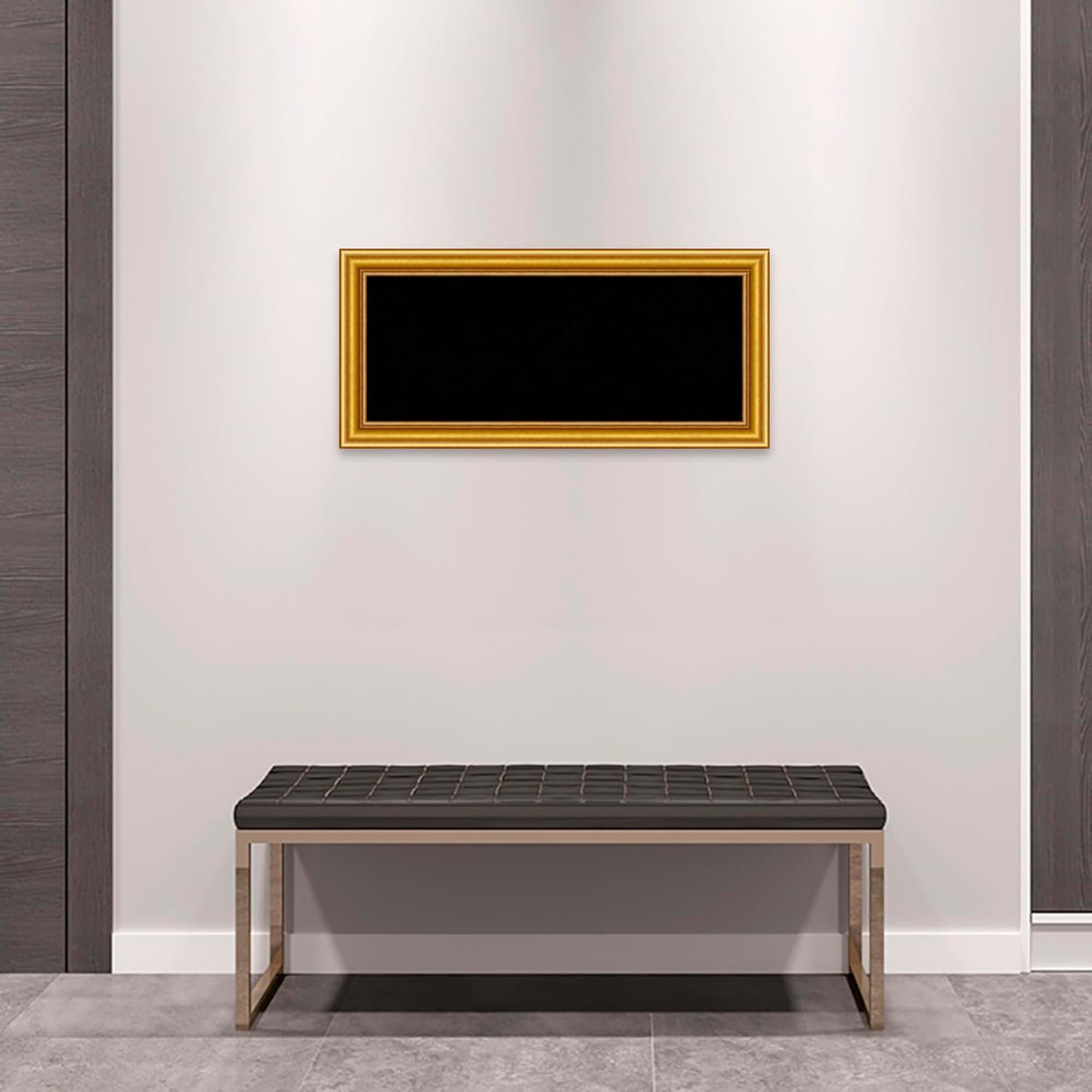 Amanti Art Black Cork Board for Wall, 16x34 Vision Board with Gold Wood Frame, Medium Corkboard Office Decor for Home Organization, Traditional Corkboard Pinboard to display items for home