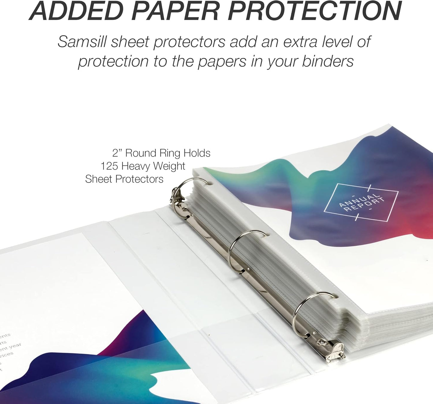 Samsill 2 Inch 3 Ring Binder, Made in USA, Economy Round Ring, Clear View Cover, 425 Sheet Capacity - for School, Home, Office - Pearl White