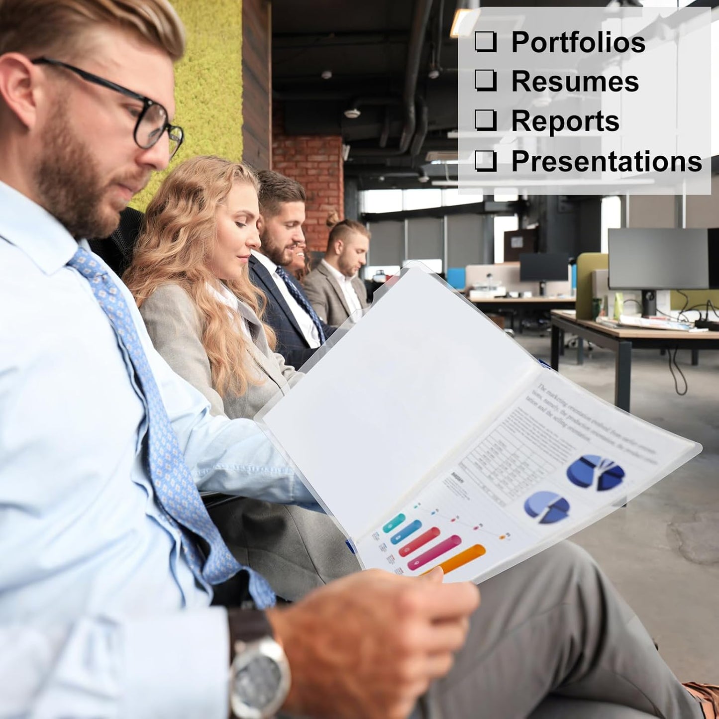 JOERSH 5Pcs Clear Report Covers with Sliding Bar, 40 Sheet Capacity Plastic Binder Paper Protector, Report Folders with Clear Cover for Resume File Documents, 5 Colors