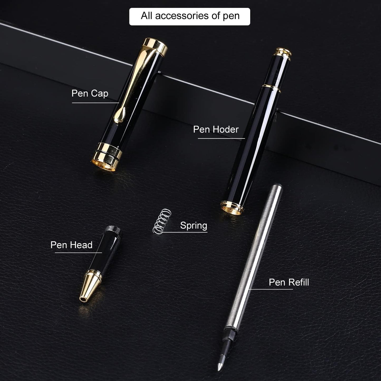 YIVONKA Luxury Ballpoint Pens Best Ball Pen Gift Set for Men & Women Professional Executive Office Nice BallPens Classy Gift Box Ballpoint Black Refill Line width 0.5mm (Black Gold)
