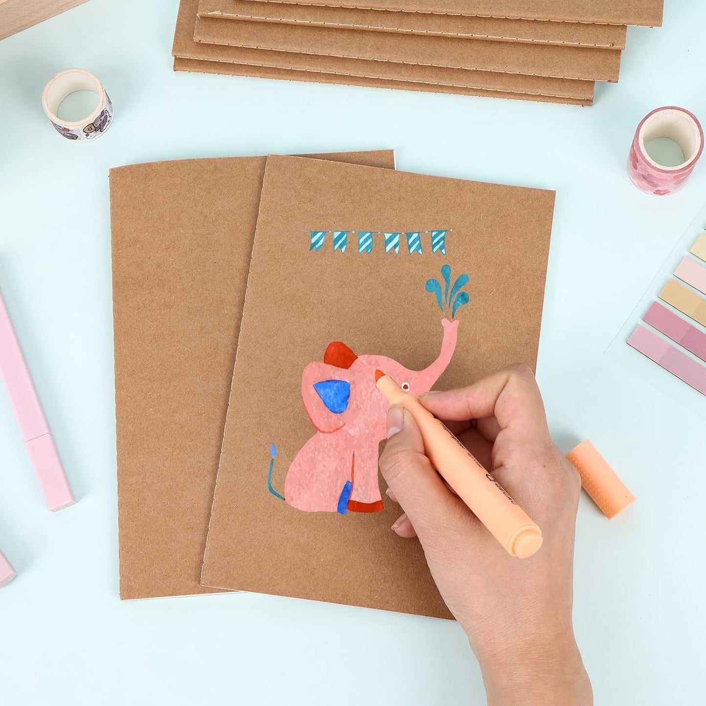 LABUK 48 Pack Lined Kraft Notebooks, A5 Journals Bulk, 8.3x5.5 Notebook Bulk for Traveler Journal, Students Gift School Office Supplies (30 Sheets/60 Pages)