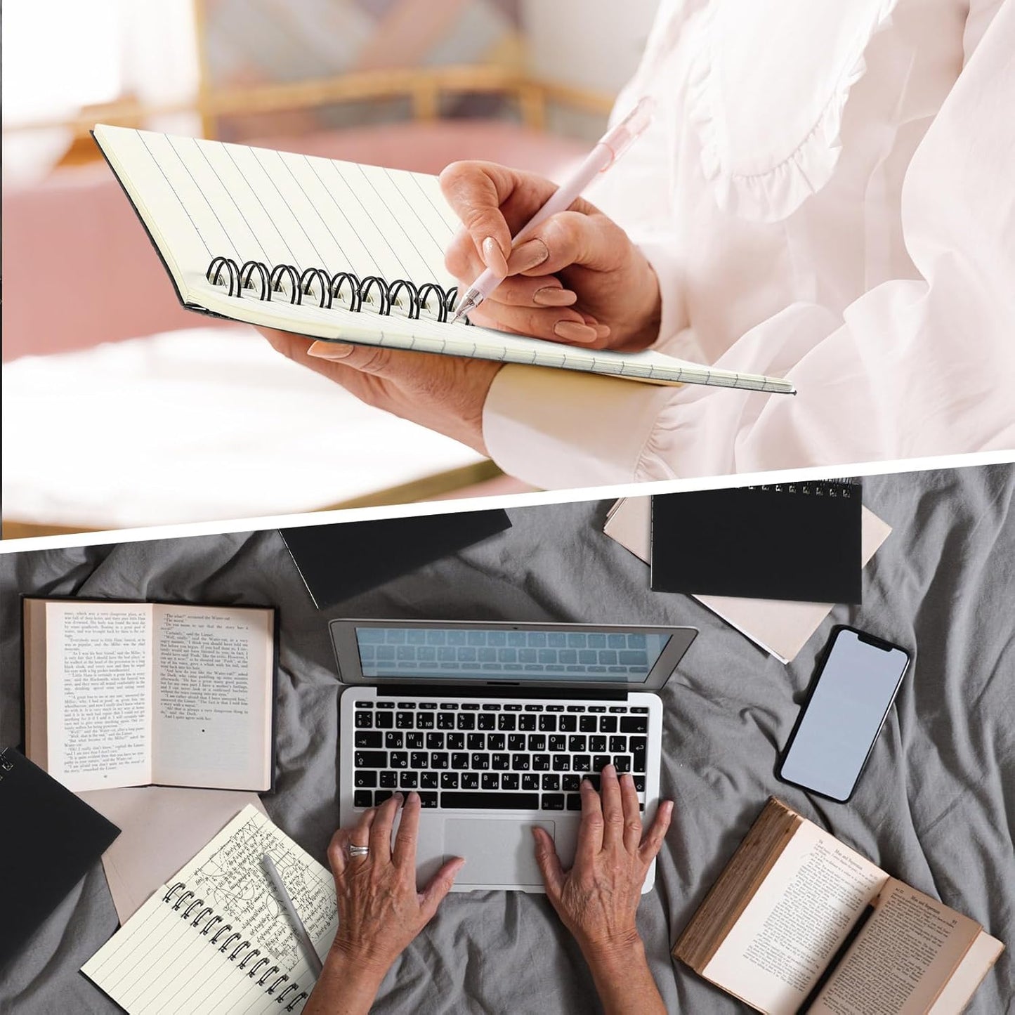 Jutom 2 Pcs Small Spiral Notebooks Memo Pads 3x5 Bulk Small Pocket Notebooks Mini Notepads with Lined Pages Mini Journals for Office Back to School Work Writing Supplies, 120 Pages (Black)