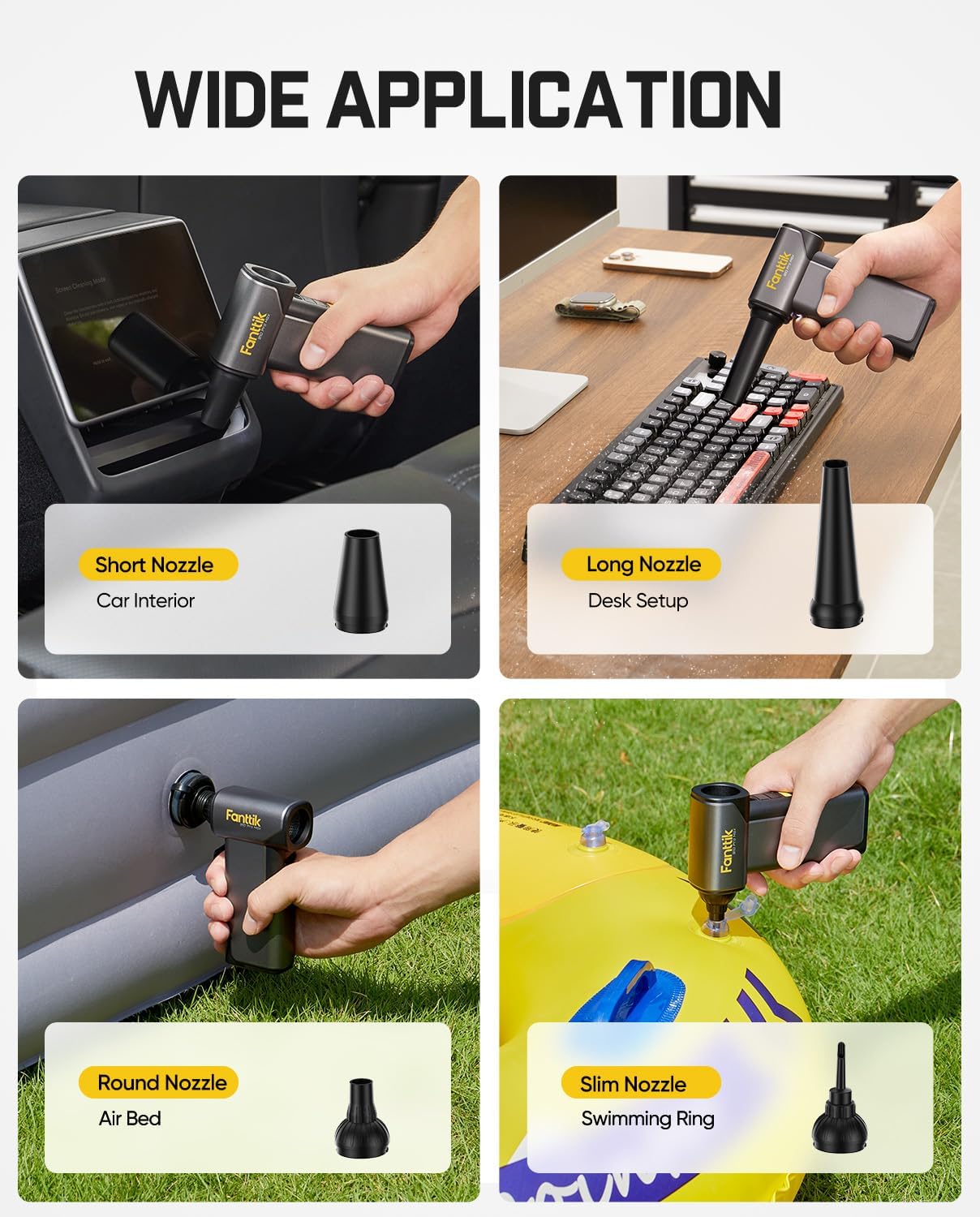 Fanttik B10 Pro Max Electric Air Duster, 130000RPM Brushless Motor, Compressed Air Duster, 6 Gears Adjustable, One-tap Booster, 28.8Wh Rechargeable Battery, Electric Duster for PC, Car, House, Outdoor