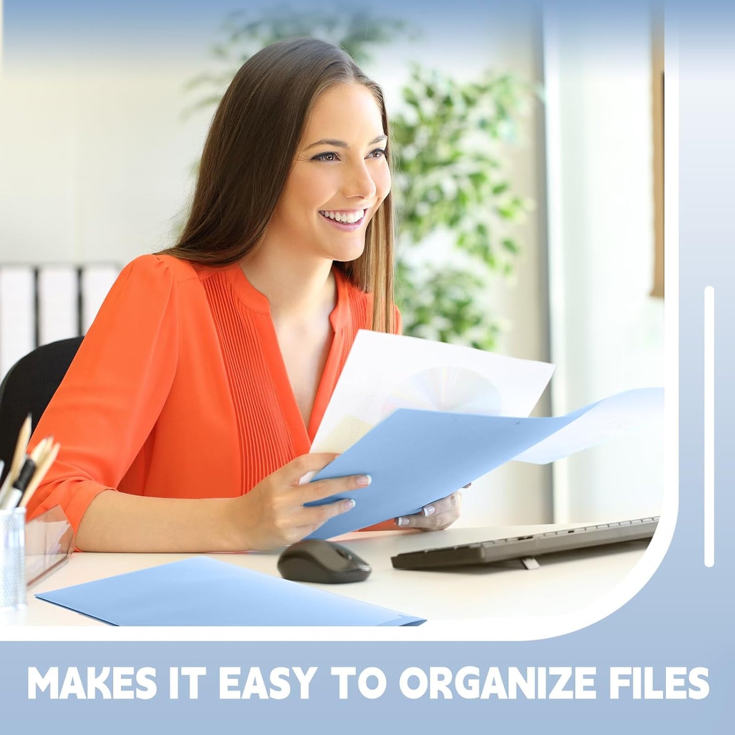 Gueevin 24 Pcs Plastic Folders with Pockets, Back to School Two Pocket Folder Fit Letter Size, Heavy Duty School Business Card Holder for Home Office, 11. 61 x 9. 45 Inches (Haze Blue)