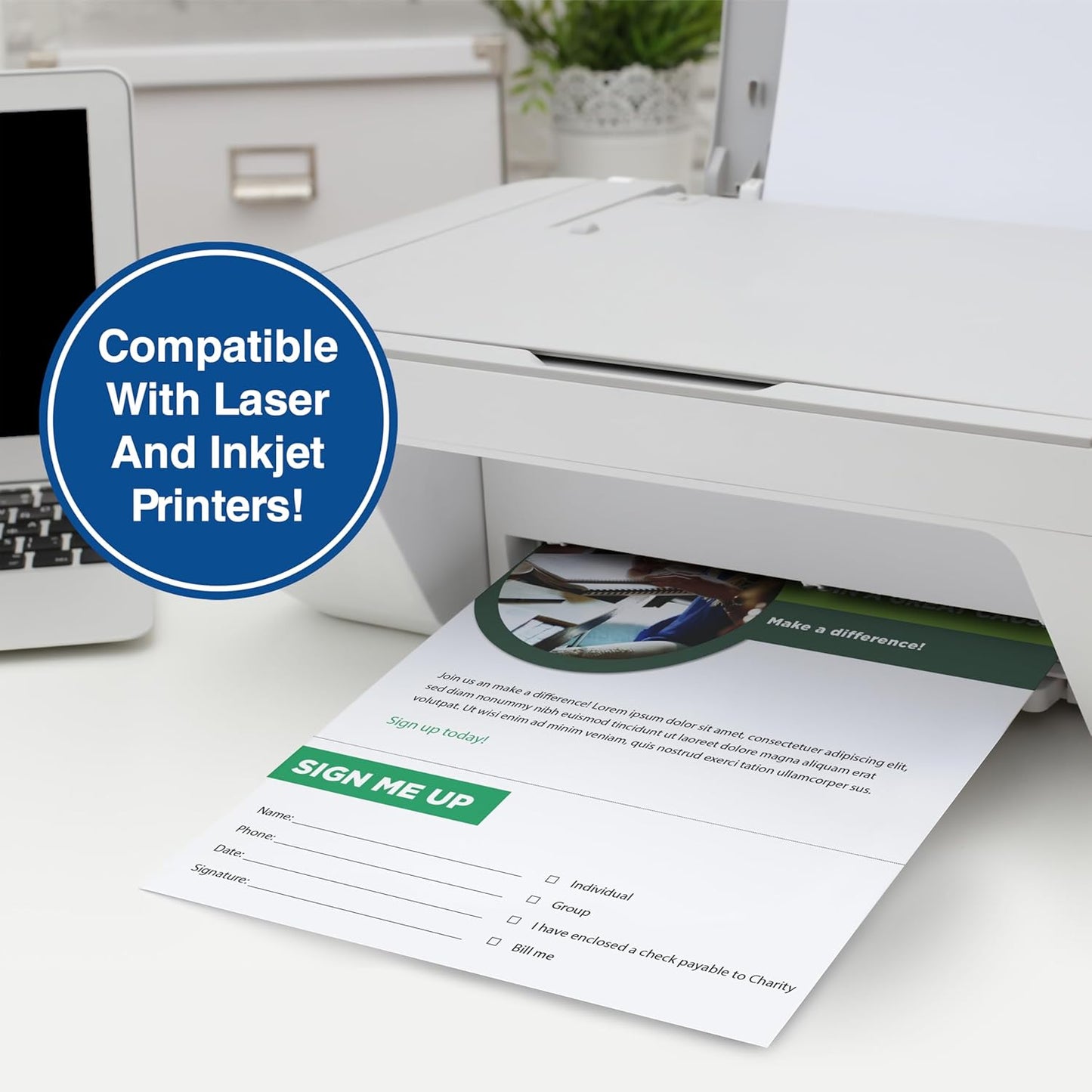 PrintWorks Professional 3 1/2" Horizontal Perforated Paper 8.5” x 11” - Perfect For W-2, 1099, & Statement Use - Made in the USA - 2500 Sheets - 24 lb - Printer Compatible - White (04130C)