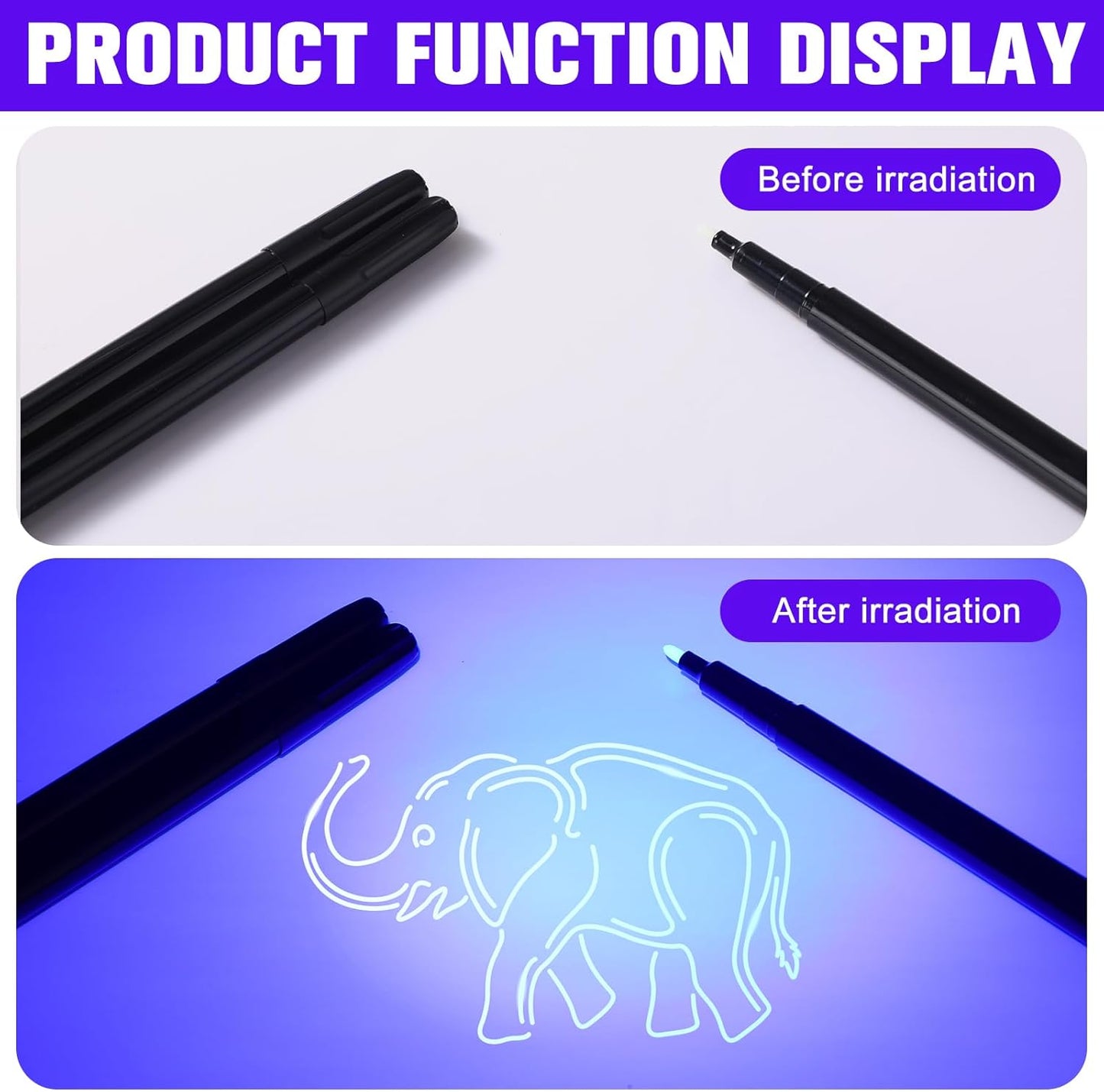 Tegeme 8 Pcs Black Light Markers Set 4 Invisible Ink Pen 4 Mini UV Flashlights Invisible Ink Marker Disappearing Pen for Class Prizes Spy Gift Party Favors (Black)