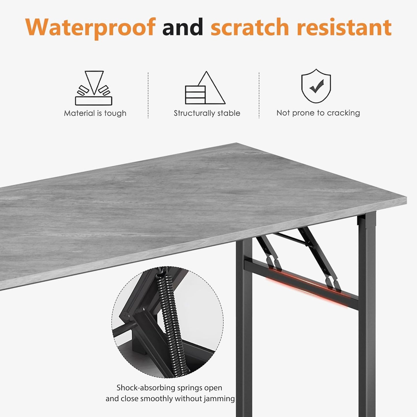 DlandHome Folding Desk Small Desk 31.5 inches Small Computer Desk for Home Office Folding Table Writing Table for Small Spaces No Assembly Required Grey & Black Frame