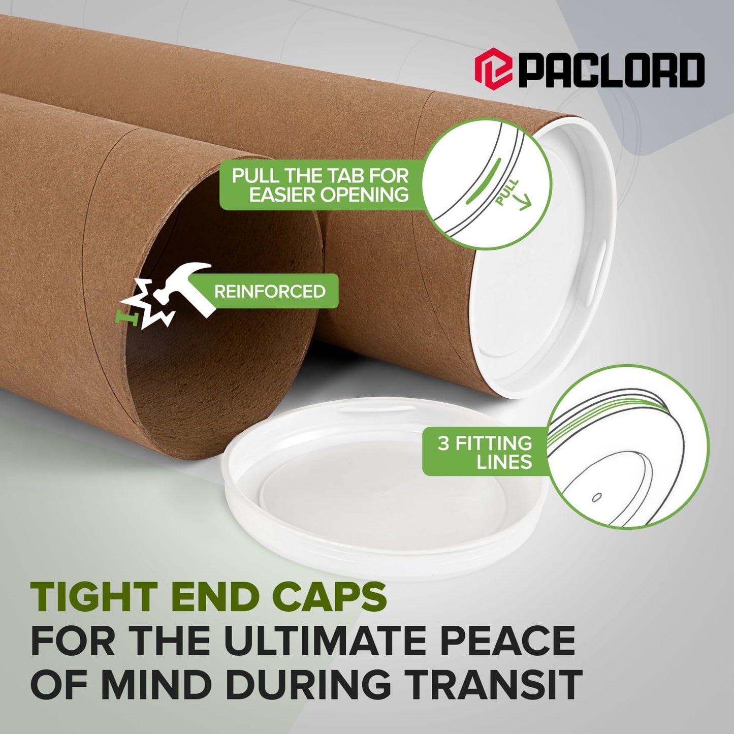 4" x 36" Reinforced Kraft Paper Mailing Tubes, Pack of 12 Tubes with 2 Caps Each – USPS Approved Poster Tube – Made in USA Cardboard Tube for Shipping and Storing Posters, Prints, Artwork, Documents