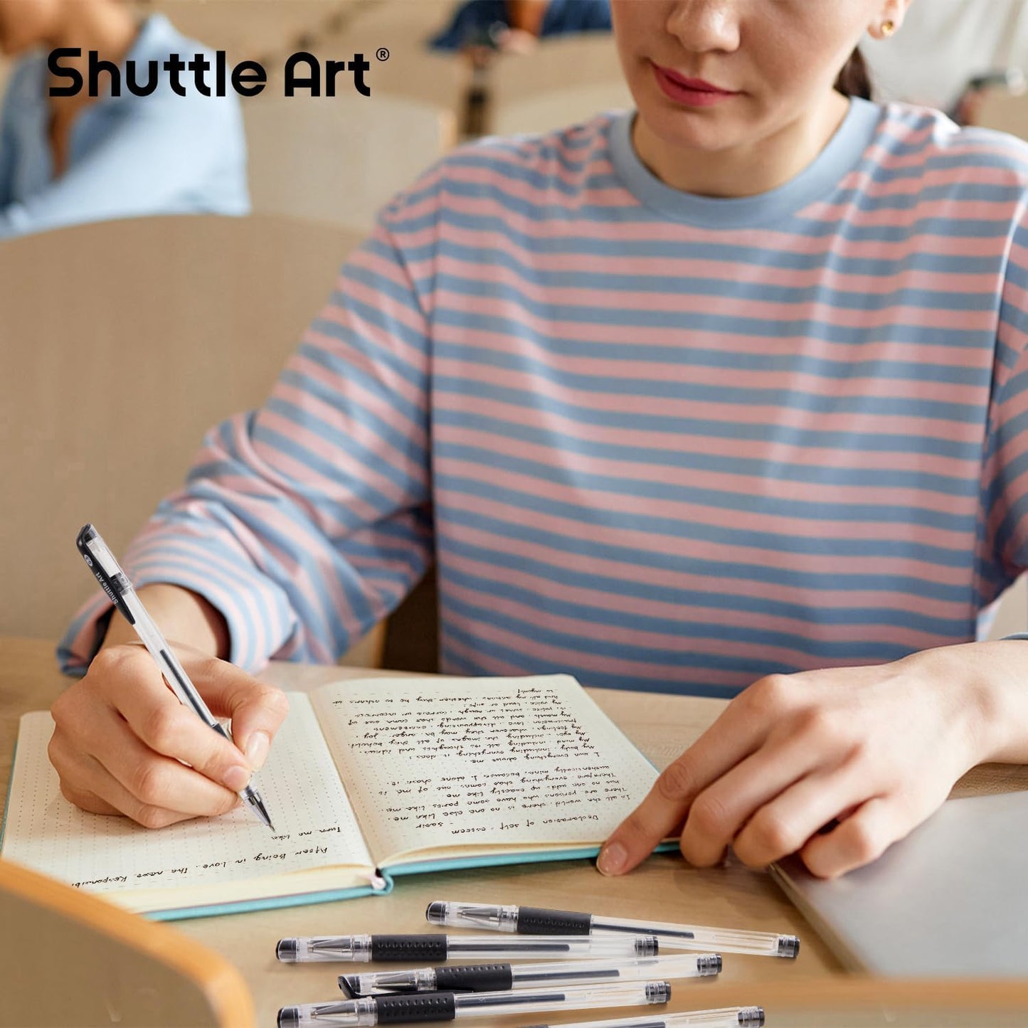 Shuttle Art Black Gel Pens, 50 Pack Fine Point Black Ink Pens Bulk, 0.5mm Rollerball Gel Ink Pens Smooth Writing with Comfortable Grip for Office, School and Home