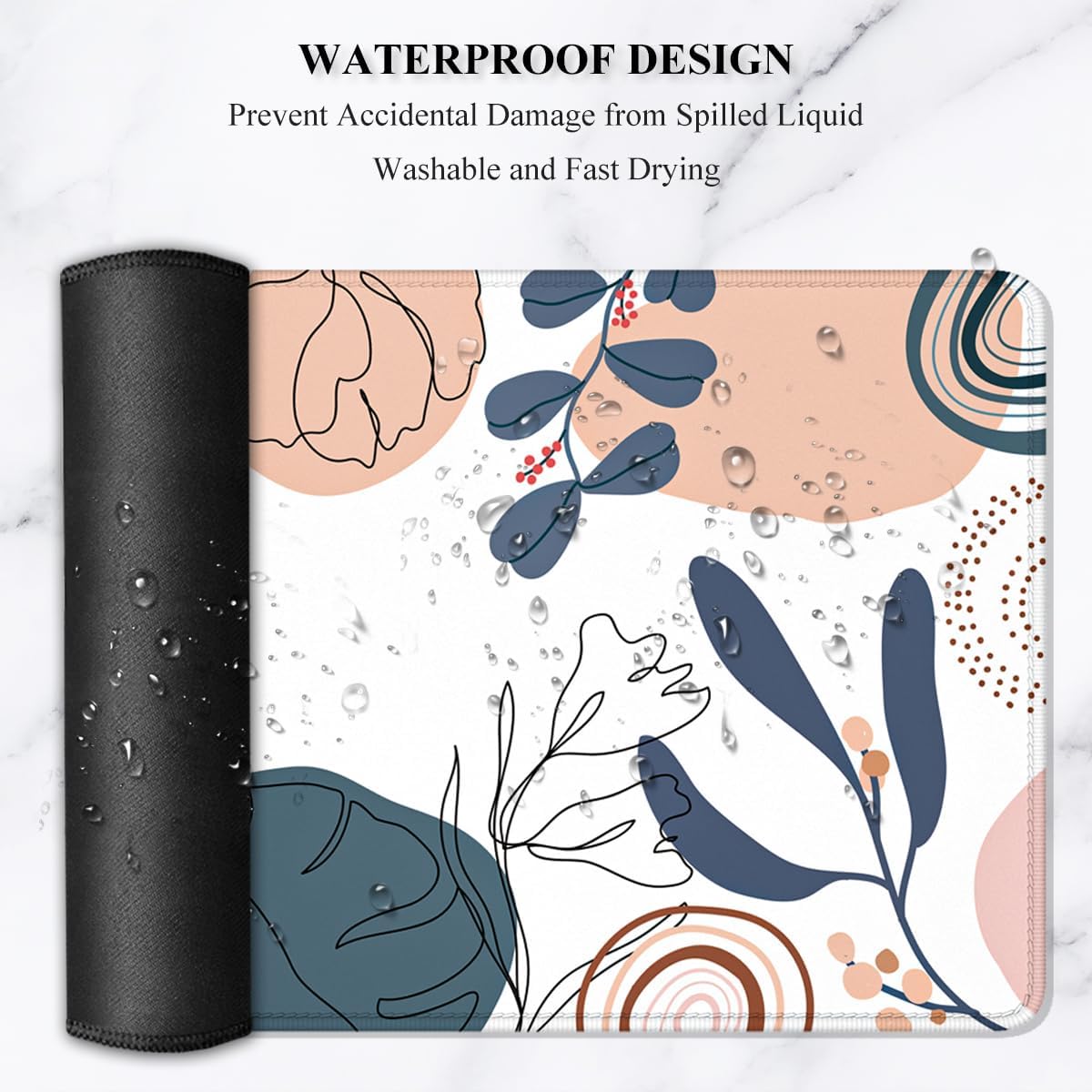 Auhoahsil Large Mouse Pad, XXL Gaming Mousepad, Desk Mat for Desktop, Thick Rubber, Big & Long Size, Stitched Edges, Full Desk Pad for Laptop & Computer, Extended 31.5 x 11.8 in, Boho Plant