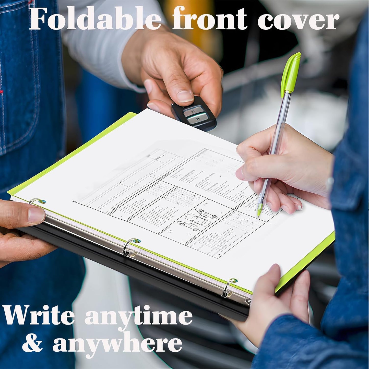 INFUN 1 Inch Telescoping 3 Ring Binder- 4 PCS-Black, Portable Plastic Binder with Telescoping Spine, 3 Ring Binders with Foldable Front Cover Holds 8.5" x 11" Paper for School,Office and Homes