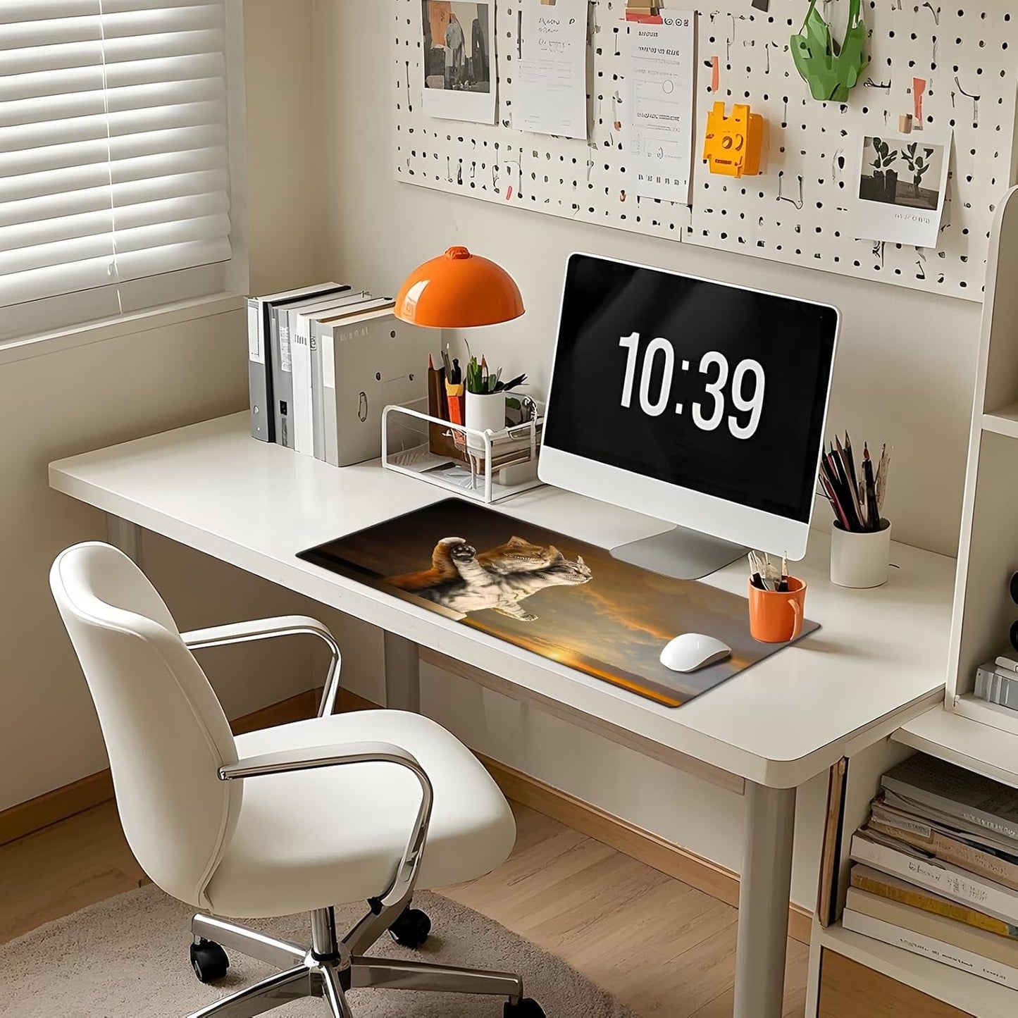 Titanic Funny Cat Mouse Pad with Sunset Scene - Large Non-Slip Desk Mat for Office, PC & Laptop - 35.5"x15.7" x 3mm