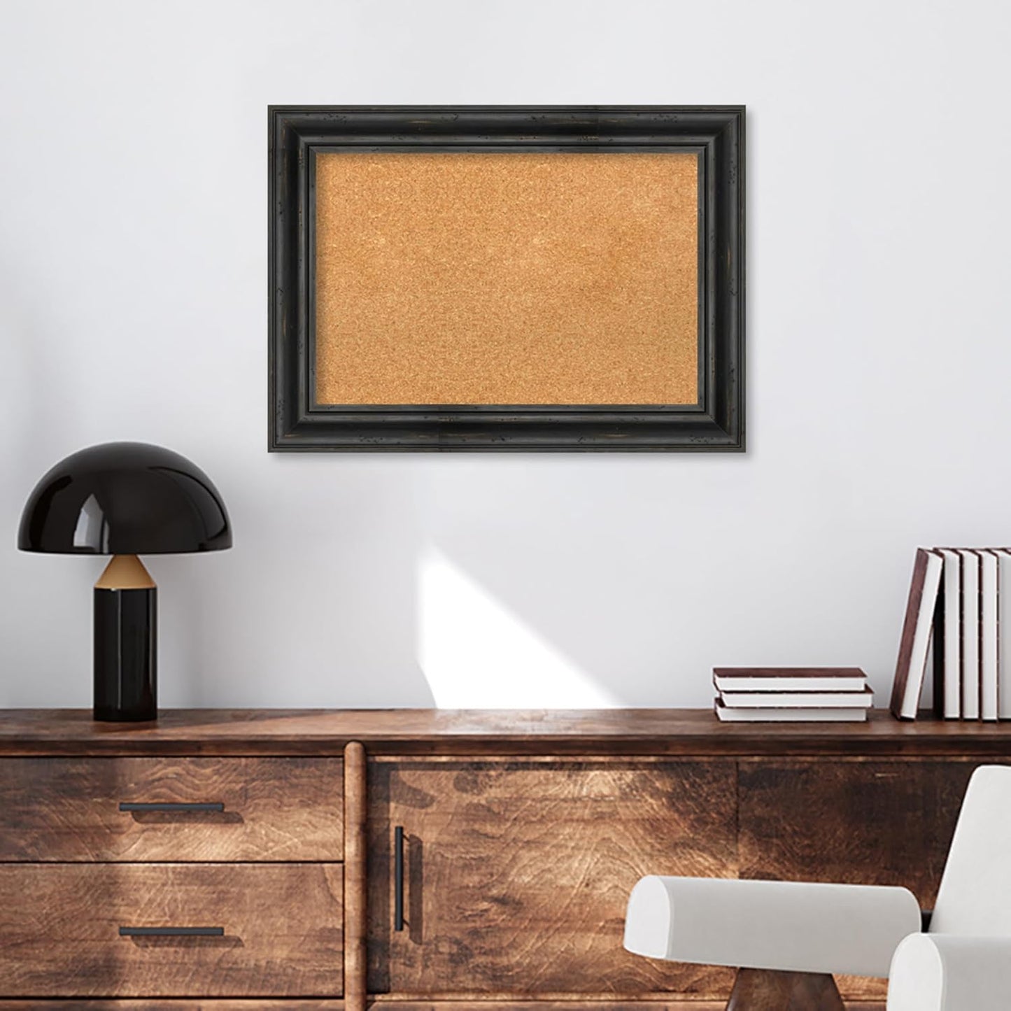 Amanti Art Natural Cork Board for Wall, 21x29 Vision Board with Black Wood Frame, Medium Corkboard Office Decor for Home Organization, Country Rustic Corkboard Pinboard to Display Items for Home