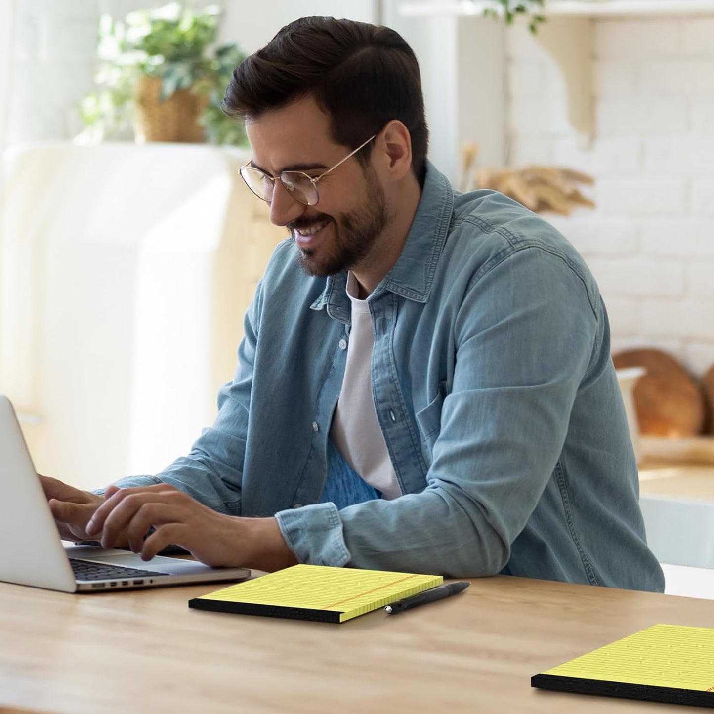 8 Pack Yellow Legal Pads 5x8 Small Note Pads 240 Sheets Perforated Yellow Pads Paper Narrow Ruled Writing Pad 80gsm Premium Thick Paper College Ruled Legal Notepads for Students, Office, Business