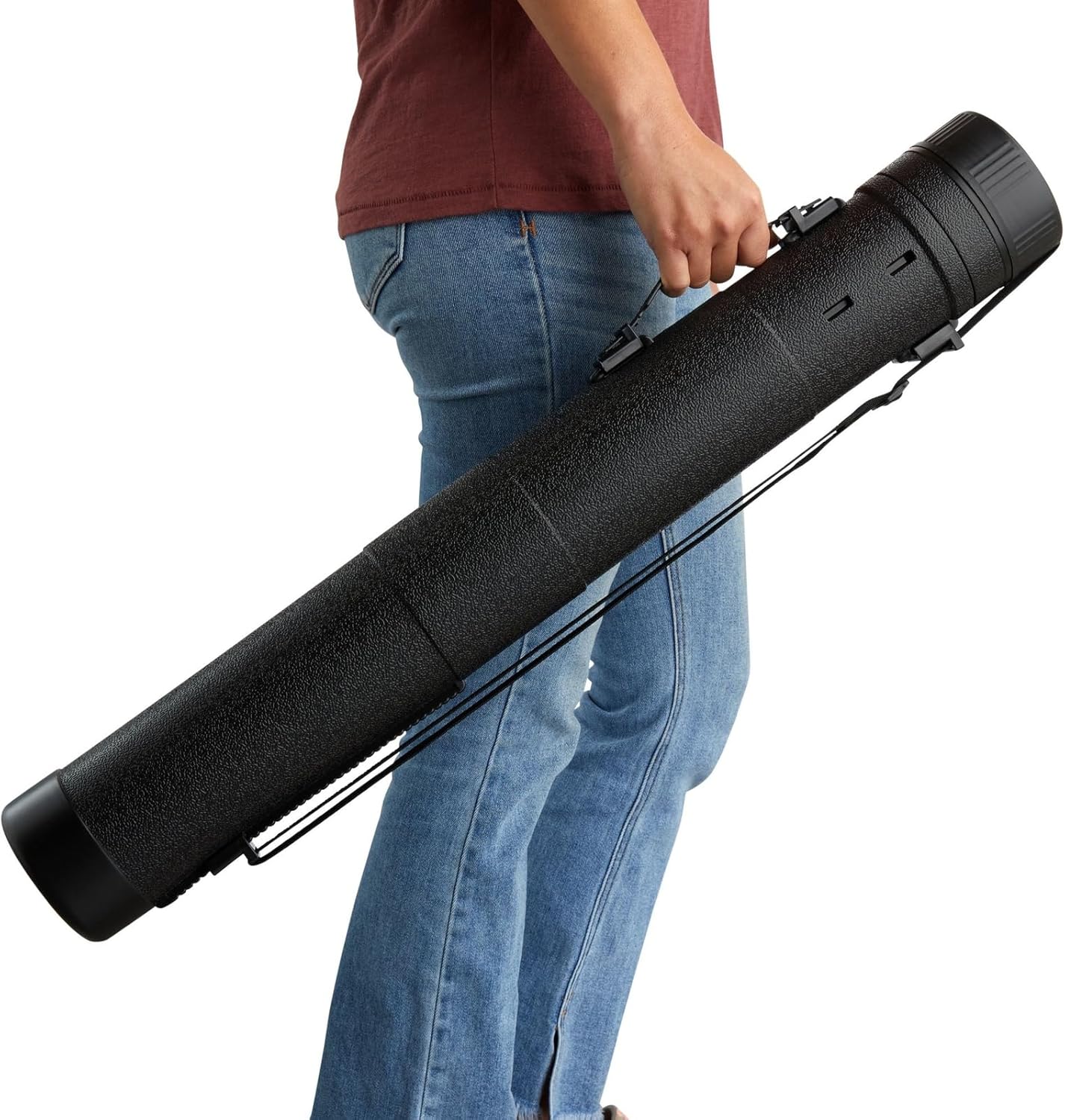 Juvale Storage Tube - 30-49 in Extendable, 5 in, Black - For Posters, Blueprints & Maps - Art Storage & Poster Tube Holder with Strap