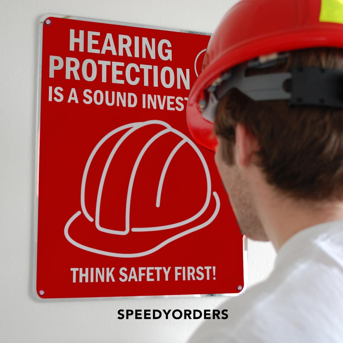 SPEEDYORDERS Custom Outdoor Metal Signs, Personalized Aluminum Signs, Customized Safety Signs, Metal Business Signs, Waterproof Outdoor Business Signs, White Aluminum (Red & White, 42x28 In)